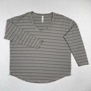 Athleta Shirt Womens XL‎ Gray Black Cloudlight Stratus Striped Top Ladies Casual